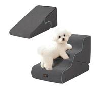 Adjustable Dog Steps for Bed & Sofa, 3-Step Dog Stairs with High Density Foam, Non-Slip Dog Ramp Pet Stairs with Removable Washable Cover for Puppy, Small and Senior Dogs