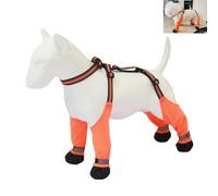 Adjustable Dog Suspender Boots with Attached Waterproof Paw Protectors, Non-Slip Summer Hiking Shoes for Rainy Days and Night Safety with Reflective Design (Orange, XS)