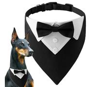 Adjustable Dog Wedding Band Collar - Pet Bib with Bow Tie | Formal Dog Collar and Wedding Bandana, Adjustable from 9.5 to 15 for Pets