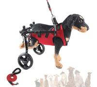 Adjustable Dog Wheelchair Pet Mobility Aid for Weak Legs & Hips Red XS Lightweight Cart with Pull Rope for Small Dogs - Enhance Movement & Comfort