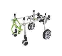 Adjustable Dog Wheelchair with 4 Wheels, Full Support for Front/Rear Legs, Mobility Aid for Dogs, Lightweight Aluminum Pet Rehab Stroller (Size 3XS)