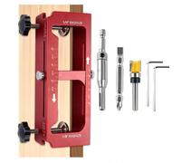 Adjustable Door Hinge Jig, Aluminum Alloy Mortise Template Kit | Door Latch Jig Fits 2.5"-5" Hinge Length, 1/4" & 5/8" Radius & Square Corners, Woodworking Slotting Tool