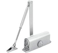 Adjustable Door Spring Closer Door Stopper Adjustable Hydraulic Round Door Closer for 25-45KG 700-900mm Door Silver Aluminum Alloy