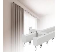 Adjustable Double ain Rail System (1m-8m) - Wall-Mounted Track for Blackout ains Customizable Sliding Rod for & Doors Easy Install Modern White Design