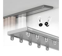 Adjustable Double Curtain Rail for Bedroom - Silent Track System, 0.5-10m Length, Stable Curtain Rod, Ideal for Home Office Room Divider (Gray, 1.15m)