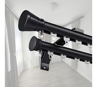 Adjustable Double Curtain Track for Bay Wall Mounted Drapery Rod Set 1.8m 4.5m Easy Install 4 Channel Black Rods - Ideal for Elegant Window Treatments