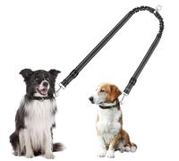 Adjustable Double Dog Lead, Pet Trainer Dual Dog Lead for Walking 2 Dogs No Tangle Splitter with 360°Rotation Chrome Hooks 70cm Twin Pets Leash Shock Absorb Perfect for Medium Large Dogs (Black)