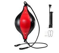 Adjustable Double End Punching Bag - PU Leather Boxing Reflex Ball With Elastic Rope For Speed & Reaction Training, Adults & Kids (33x19cm)