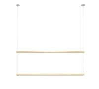 Adjustable Double-Layer Ceiling-Mounted Clothing Display Rack - 150CM Metal Garment Hanger for Retail Store, Stylish Golden Yellow Finish, Ideal for Organizing Apparel