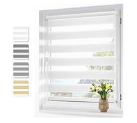 Adjustable Double Layer Roller Blind 130x220cm Blackout Waterproof Fabric for Bedrooms & Living Room Stylish Window Treatment with Chain Mechanism White