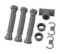 Adjustable Double Sink Waste Kit with Flexible Kitchen Sink Drain Pipe, Plastic P Trap Waste Pipe and Bathroom Basin Waste Pipe, Under Sink Drainage Solution