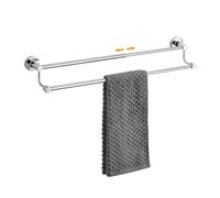 Adjustable Double Towel Racks for Bathroom 15 to 26.5 Inch Towel Bar, Expandable Bright Chrome Double Bath Towel Holder, Wall Mount with Screws Towel Bar Rod