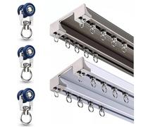 Adjustable Double Track ain Rods 1.5m-5m Aluminum Alloy Ceiling Rail t for Living Room Bedroom & Hospital Ele White h (4.40m)