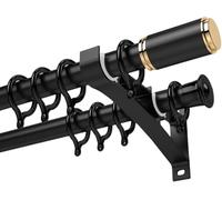 Adjustable Double Window Curtain Rod with End Caps Silent Side-Mount Curtain Track Double Opaque Drapery Rod Ideal for Living Room Space Divider