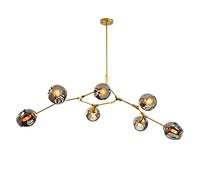 Adjustable Downrod Modern Glass Shade Magic Bean Pendant Lamp,Modern Molecular,Creative Hanging Lighting Fixture-E 6 Lights