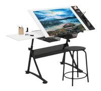 Adjustable Drafting Desk with Reced e Extra Lar White Art Table & Stool 0°-65° Tilt Ding Table Craft Wortat with Sto Der for Artists