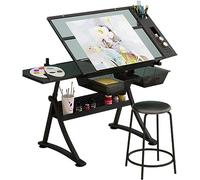 Adjustable Drafting Table, Folding Craft Desk with Storage, Large Art Desk for Home Office, Versatile Workstation for Artists and Designers