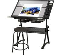 Adjustable Drafting Table with Glass Panel, Tiltable Art Desk & Craft Storage, Ideal for Adults, Artists & Creatives - Versatile Drawing & Crafting Workspace