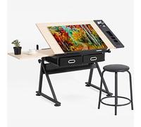 Adjustable Drafting Table with Sto Tilting Art Desk for Home Office Maple h le Ding Stat - Ideal for Artists Crafters and Designers