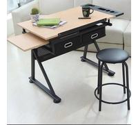 Adjustable Drafting Table with Storage & PU Stool - Tilting Drawing Desk 0°-80° for Artists Students Architects - Ideal Art & Design Workspace