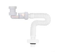 Adjustable Drain Pipe Adapter PP Flexible Waste Fitting for Sink Shower Bath - Extendable 380-930mm White Plumbing Connector with Transparent Trap(B)
