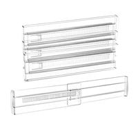 Adjustable Drawer Divider Organizer 3-Pack - Transparent PVC Closet Organizers with Expandable Length for Clothing, Underwear, Socks - Space-Saving Modular Design, Non-Slip Base