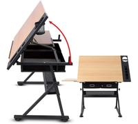 Adjustable Drawing Table with Tilted Craft Desk, Maple Panel Art Table, Multifunctional Storage for Home Office, Studio, and Artists - Perfect for Creative Workspaces
