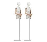 Adjustable Dress Form Mannequin 2-Pack, Detachable Head, Linen Body, 64.9-82.6in Height, Includes Base for Clothing & Jewelry Display, Small Size with Hands