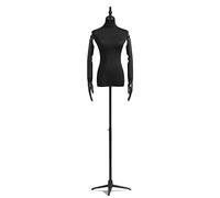 Adjustable Dress Form Mannequin for Sewing, zwart Female Mannequin Body Upper Torso Manikin with Tripod Stand, Model Display Clothing Forms Interesti,With Arms-S