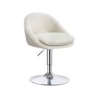 Adjustable Dressing Chair Swivel Stool with Backrest,, Cream White + SilverVGrey