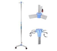 Adjustable Drip Stand, Infusion Holder with 4 Hooks & Wheels, Stainless Steel Multifunctional Adjustable Height