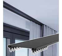 Adjustable Dual Curtain Rod System with Ceiling Mount for Bay Window Treatments, Durable Metal Pole for Enhanced Window Decor