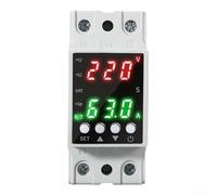 Adjustable Dual Display LCD Overvoltage Undervoltage Protector with Silicone Button, Auto Reset Voltage Protection Device for Home AC 80-300V 1-63A Circuit Safety Monitor(63A)