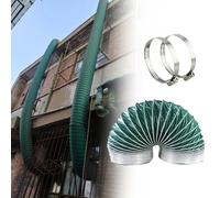 Adjustable Duct Hose with 2 Clamps - Portable Fire Retardant Ventilation Exhaust Pipe Kit for Kitchen, Through Wall Ducting, 455mm (17.9"), (9.8ft)