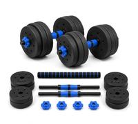 Adjustable Dumbbell Barbell Set 10-50kg, 2 in 1 Home Gym Weights Set with Connecting Rod, Push Bar, Spin Collars & Weight Plates, Black Adjustable Weight Lifting Dumbbells for Strength Training
