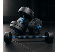 Adjustable Dumbbell & Barbell Set 10-50KG - All-in-One Weight Lifting Set with Connecting Rod, Home Gym Equipment for Strength Training, Anti-Slip Handles, Easy Assembly, Durable Weights (BLUE, 20KG)