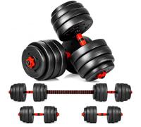 Adjustable Dumbbell & Barbell Set 10kg-50kg, 2 in 1 Home Gym Weights Set with Cement-Filled Plates, Connecting Rod, Spinlock Collars, Textured Non-Slip TPR Grips for Strength Training