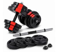 Adjustable Dumbbell & Barbell Set 15KG - Cement Weight Plates with 3 Grip Holes Home Gym Strength Training Weights Fitness Equipment for Men & Women (15KG Dumbbells)