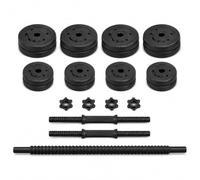 Adjustable Dumbbell Barbell Set with Push Bar & Connecting Rod, 2-in-1 Home Gym Weight Set with Plates, Bars and Spinlock Nuts for Strength Training, Muscle Building and Full Body Workout