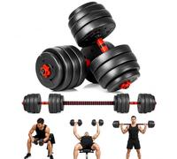 Adjustable Dumbbell Set 10kg-50kg 2-in-1 Dumbbell and Barbell Weight Set with Weight Plates, Connector Bar and Spinlock Collars, Home Gym Strength Training Equipment, 15KG Set