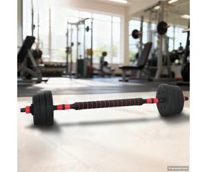 Adjustable Dumbbell Set 2-in-1 20kg Black/Red Cement Iron Sand Indoor 121x19.5cm