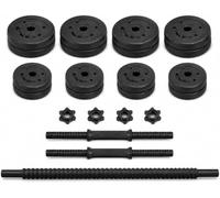 Adjustable Dumbbell Set, 2-in-1 Dumbbells & Barbell Weight Set with Plates, Connecting Rod & Spinlock Collars, Free Weights for Home Gym Strength Training & Full Body Workout
