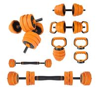 Adjustable Dumbbell Set 20kg (44 Lbs), 4-in-1 Home Gym Weights Convert to Barbell, Kettlebell & Push Up Stand with Non-Slip Grip, Strength Training Equipment for Men Women