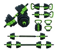 Adjustable Dumbbell Set 30kg / 66 Lbs, 4 in 1 Multifunctional Weight Set for Dumbbell, Barbell, Kettlebell, Push Up Stand, Home Gym Equipment Full Body Strength Training, Black