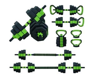 Adjustable Dumbbell Set 30kg / 66 Lbs, 4 in 1 Multifunctional Weight Set for Dumbbell, Barbell, Kettlebell, Push Up Stand, Home Gym Equipment Full Body Strength Training, Black