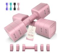Adjustable Dumbbell Set of 2, Adjustable Weight set, Anti-slip Handle, 3 in 1 Free Weights Dumbbells Set for women at home, 2.2lb, 3.6lb, 5lb, for Home, Office, Gym Exercise Training, Pink
