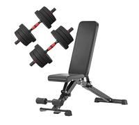 Adjustable Dumbbells & Barbell Set 20+25+30kg with or without Foldable Bench - Home Gym Weight Training Set for Strength & Muscle Building