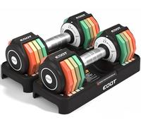 Adjustable Dumbbells Set/Single, 5.6kg/10.2kg/25kg 5 in 1 Free Adjustable Dumbbell Set with Anti-Slip Handle & Rainbow-colored Weight Plates for Home Gym, Weight Set for Women Men