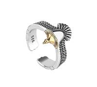Adjustable Eagle Ring for Men Women, Oxidized Golden Eagle Wing Rings Retro Open Owl Band Statement Rings, Vintage Personalized Bird Eagle Ring Owl Animal Jewelry Gifts for Women Men