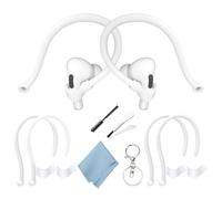 Adjustable Ear Hooks Compatible with AirPods 4, 3, 1, 2 and Pro & All in-Ear Headphones with Stems - 2 Pairs Secure & Comfortable Prevent Falls Ear Holders for Headphones - Easy to Install (White)